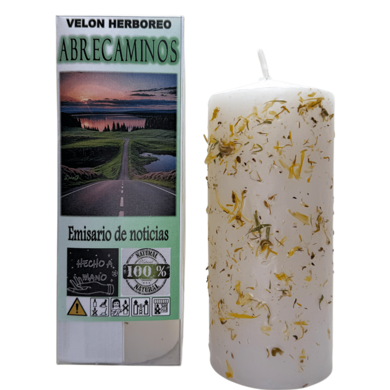 Lumânare cu aromă de plante deschide căi - Lumânare ezoterică 14x6cm - Emisar de știri-Lumânări din plante cu scop - Lumânări ezoterice-HOSTENATURA