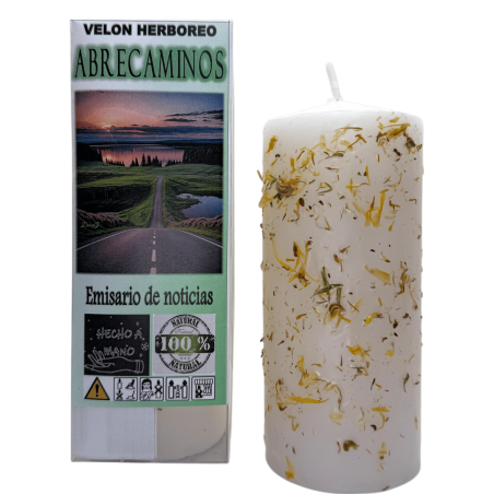 Velón Herboreo Abre Caminos - Velon Esotérico 14x6cm - Emisario de Noticias