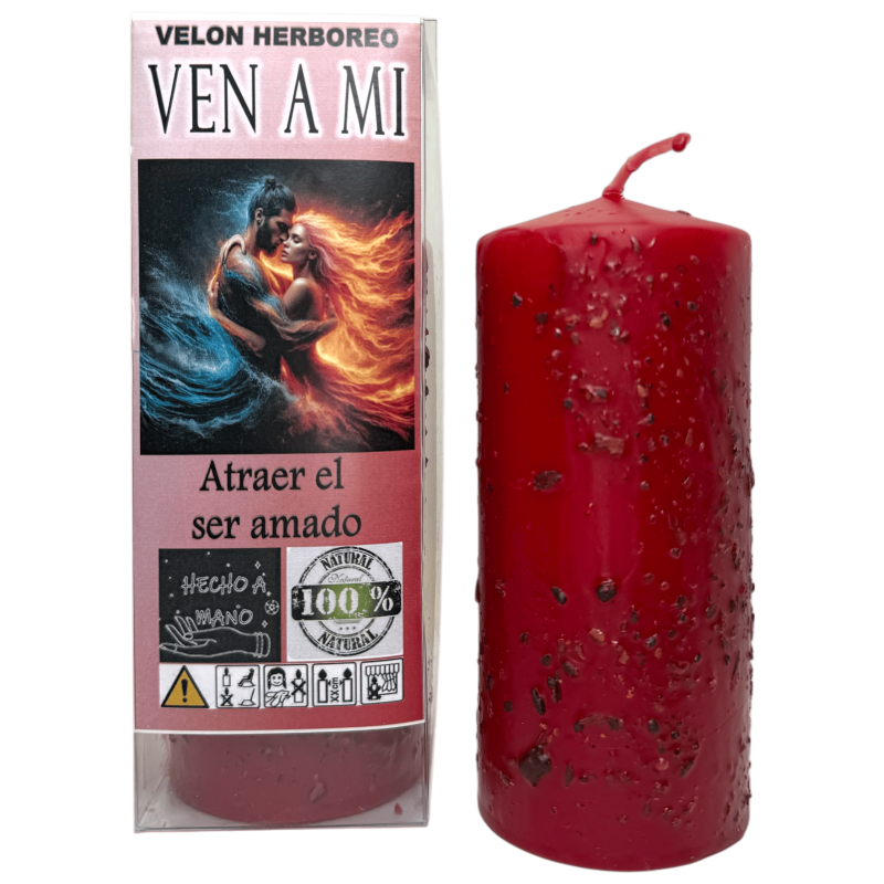 Vela de Ervas Venha a mim - Vela Esotérica 14x6cm - Atraia a pessoa amada-Velas de Ervas com Propósito - Velas Esotéricas-HOSTENATURA