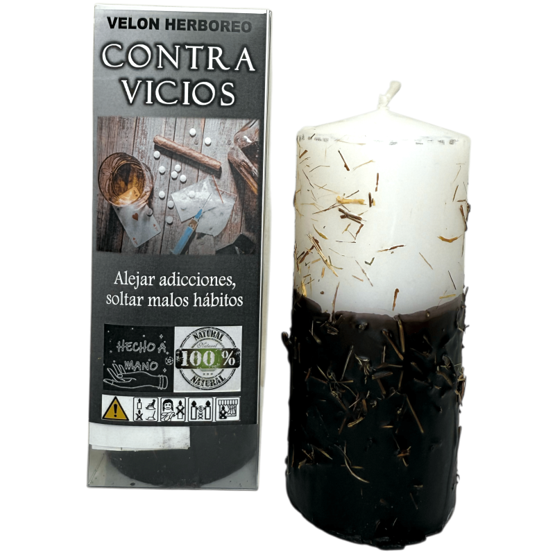 Herbal Candle Against Vices - Esoteric Candle 14x6cm - Ward off addictions, let go of bad habits-Herbal Candles with Purpose - Esoteric Candles-HOSTENATURA