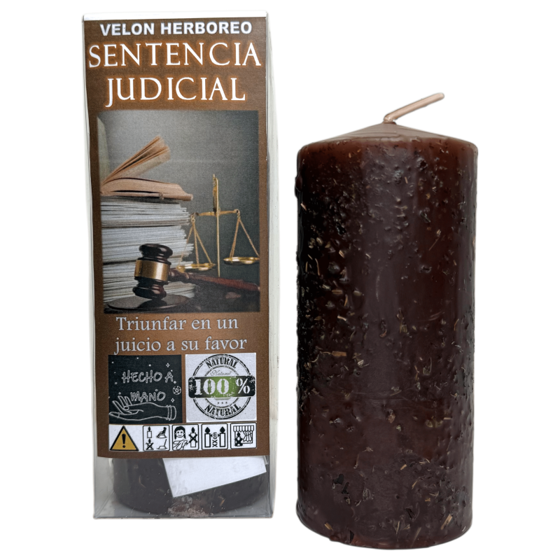Vela de Ervas Sentença Judicial - Vela Esotérica 14x6cm - Ganhe um julgamento a seu favor-Velas de Ervas com Propósito - Velas Esotéricas-HOSTENATURA