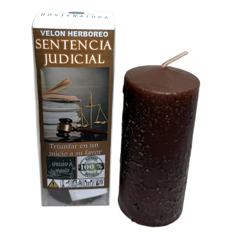 Velón Herboreo Sentencia Judicial - Velón Esotérico 14x6cm - Triunfar en un juicio a su favor