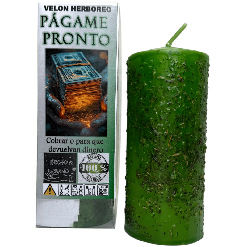 Herboreo Candle Pay Me Soon - Esoteric Candle 14x6cm - Collect or get money back-Herbal Candles with Purpose - Esoteric Candles-HOSTENATURA