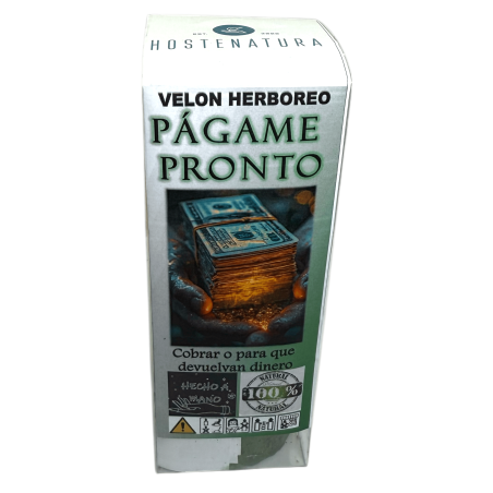 Velón Herboreo Págame Pronto - Velón Esotérico 14x6cm - Cobrar o para que devuelvan dinero