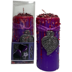 Talismankerze Liebe - Esoterische Kerze mit besonderem Amulett 14x6cm - Leidenschaft, Anziehung, wahre Zuneigung