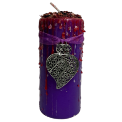 Talismankerze Liebe - Esoterische Kerze mit besonderem Amulett 14x6cm - Leidenschaft, Anziehung, wahre Zuneigung