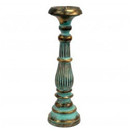 Soporte de vela grande - Turquois Gold