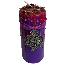 Talismankerze Liebe - Esoterische Kerze mit besonderem Amulett 14x6cm - Leidenschaft, Anziehung, wahre Zuneigung