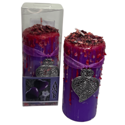 Talismankerze Liebe - Esoterische Kerze mit besonderem Amulett 14x6cm - Leidenschaft, Anziehung, wahre Zuneigung