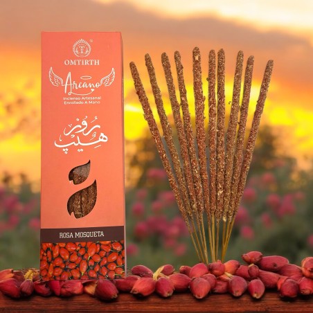 Incienso Natural Rosa Mosqueta Omtirth Arcano - 10 barritas incienso orgánico artesano