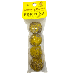 Esferas Mágicas Fortuna Aromanza Argentina - 4 bombitas defumación Vainilla, Canela, Coco, Ámbar, Cacao y Romero