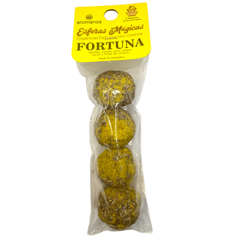 Esferas Mágicas Fortuna Aromanza Argentina - 4 bombitas defumación Vainilla, Canela, Coco, Ámbar, Cacao y Romero-Esferas Mágicas Defumación Activada Aromanza Argentina Bolsita-HOSTENATURA