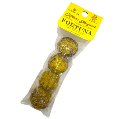Magic Spheres Fortuna Aromanza Argentina - 4 fumigation bombs: Vanilla, Cinnamon, Coconut, Amber, Cocoa, and Rosemary