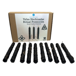 Kit de bougies de protection HOSTENATURA - 10 bougies noires aux herbes