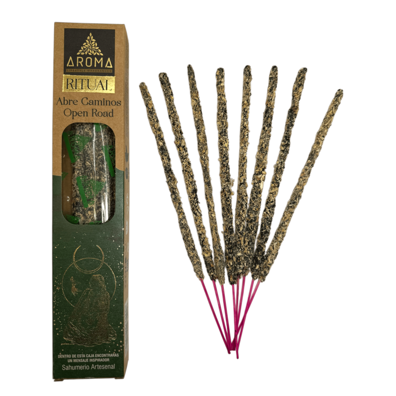 طقوس البخور العضوي تفتح مسارات البخور المصنوع يدويًا AROMA - صندوق به 8 أعواد بخور - مدة ساعة واحدة-طقوس AROMA العطرية-HOSTENATURA