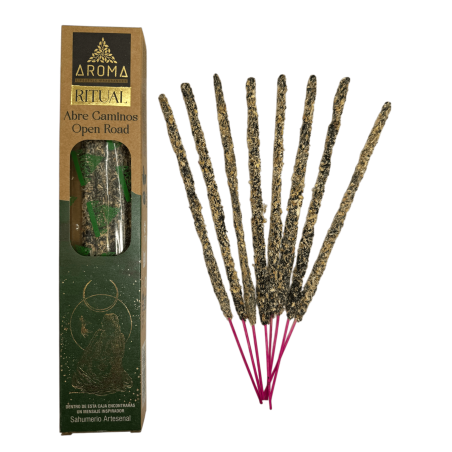 Ritual de Incenso Orgânico Abre Caminhos AROMA Incenso Artesanal - Caixa com 8 varetas de incenso - Duração de 1 hora