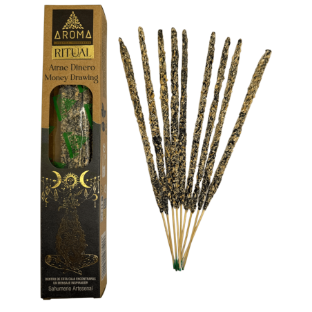 Tămâie rituală organică care atrage bani AROMA Tămâie artizanală - Cutie cu 8 bețișoare parfumate - durată 1 oră