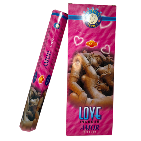 Incenso SAC Amor - Caixa com 6 pacotes hexagonais de 20 varetas 120 varetas de incenso