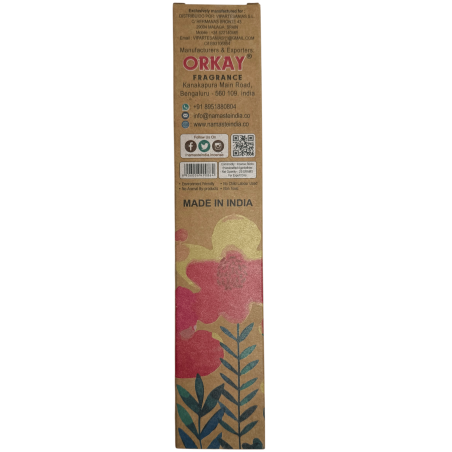 Natural Incense Florida Water Opens Paths Namaste India - 1 box of organic incense 25g - Natural Amber with Musk