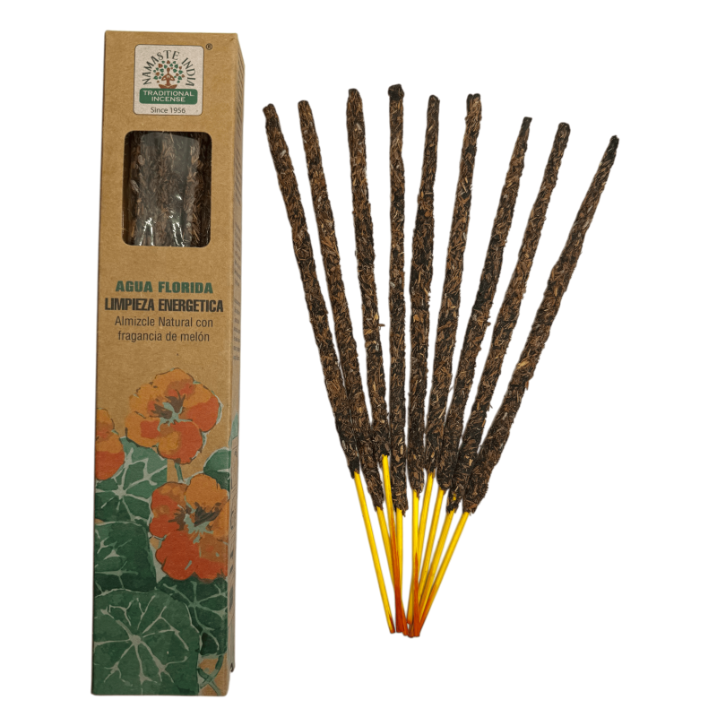 Encens natural Aigua Florida Neteja Energètica Namaste India Natural Masala - 1 paquet de 25gr. - Mesc amb Meló-VARES INCENS BOTÀNIC-HOSTENATURA
