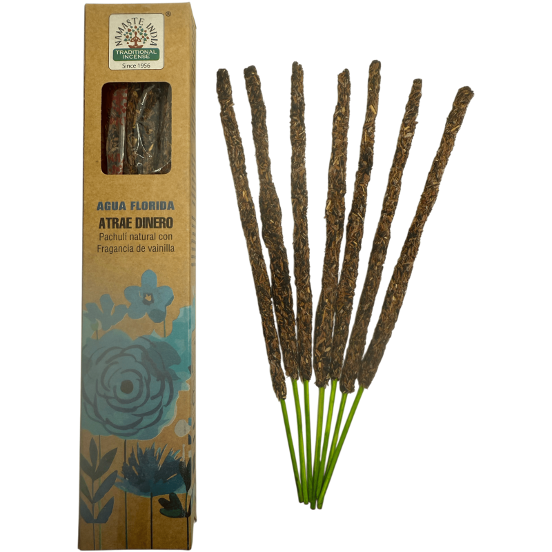 Encens Naturel Eau de Floride Attire l'Argent Namaste Inde Masala Naturel - 1 boîte d'encens 25gr. - Patchouli à la Vanille-BÂTONNETS D'ENCENS BOTANIQUES-HOSTENATURA