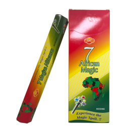 Encens SAC 7 Magies Africaines - Boîte de 6 paquets hexagonaux de 20 bâtons 120 bâtons d'encens