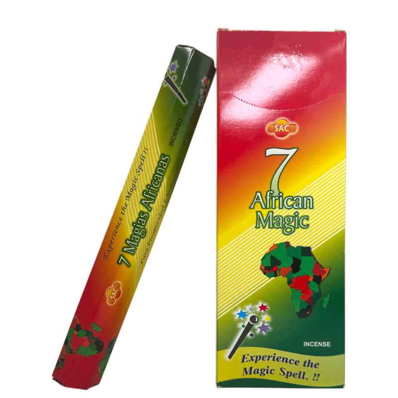 Encens SAC 7 Magies Africaines - Boîte de 6 paquets hexagonaux de 20 bâtons 120 bâtons d'encens-SAC À ENCENS-HOSTENATURA