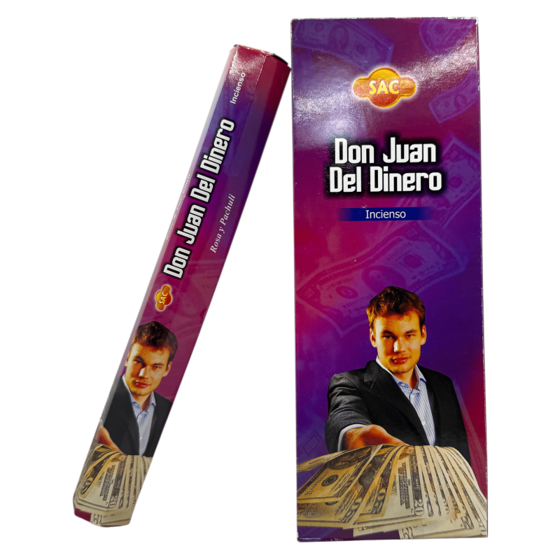 SAC Don Juan del Dinero Rökelse - Ask med 6 sexkantiga förpackningar med 20 pinnar 120 rökelsepinnar med ros och patchouli-RÖKELSER SAC-HOSTENATURA