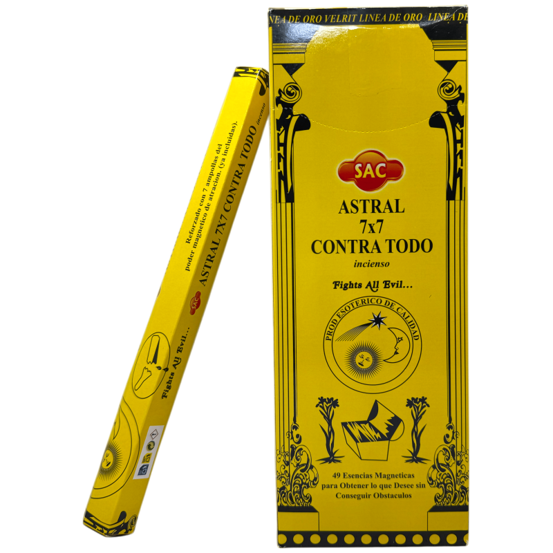 بخور SAC Astral Incense 7x7 Against Everything - صندوق من 6 عبوات سداسية الشكل من 20 عودًا، 120 عود بخور-SAC البخور-HOSTENATURA