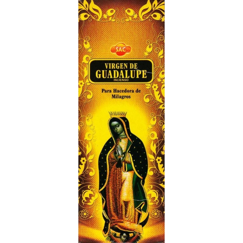 Incenso SAC Virgem de Guadalupe - Caixa com 6 pacotes hexagonais de 20 varetas 120 varetas de incenso-SAC DE INCENSOS-HOSTENATURA
