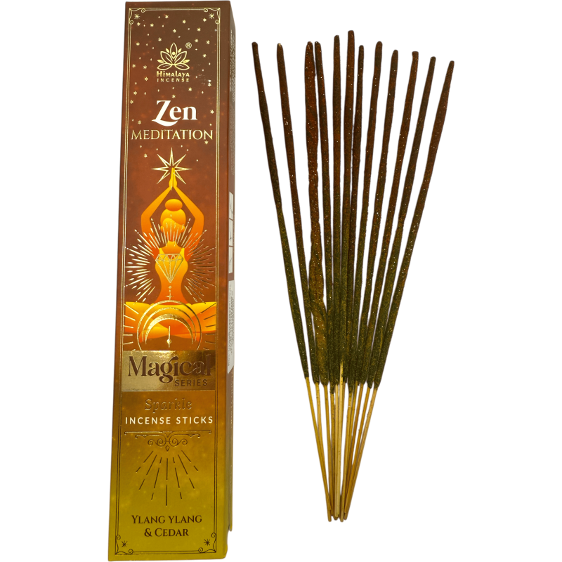 Himalaya Incense Magical Series Zen Meditation Incense – 25-g-Box mit Ylang-Ylang- und Zedern-Masala-Räucherstäbchen-Magical Series Masala Himalaya Räucherstäbchen-HOSTENATURA