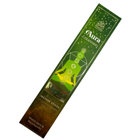 Himalaya Incense Magical Series Auric Cleansing Incense - 25-gramowe opakowanie kadzideł masala z białą szałwią i palo santo.