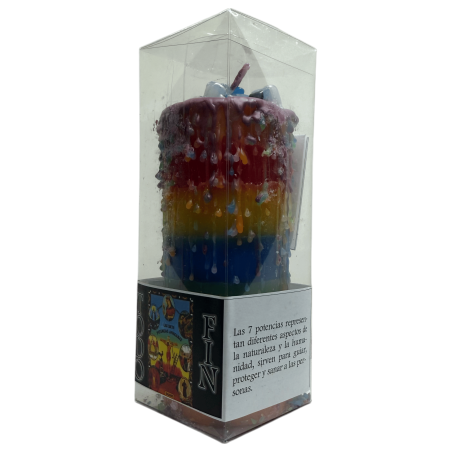 Velon Talismán Todo Fin - Velón Esotérico 7 Potencias 14x6cm - Velón Especial con Minerales