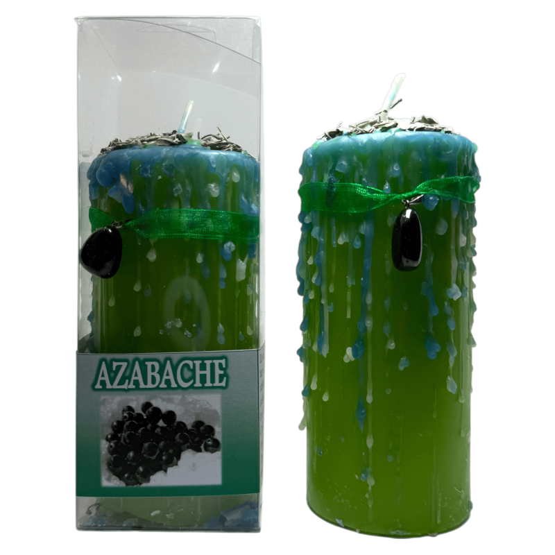 Velon Talismán Azabache - Velón Esotérico con Amuleto Especial 14x6cm - Ahuyenta el Mal de Ojo, Envidia, Celos y Protección-Velones Talismán - Velones Esotéricos-HOSTENATURA