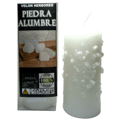 Velón Herboreo Piedra de Alumbre - Velón Esotérico 14x6cm - Purificador, Protector, Contra Envidias y Energías Negativas