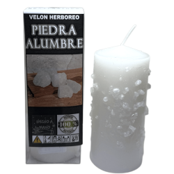 Velón Herboreo Piedra de Alumbre - Velón Esotérico 14x6cm - Purificador, Protector, Contra Envidias y Energías Negativas