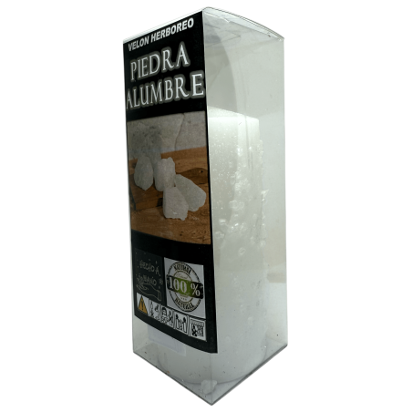 Velón Herboreo Piedra de Alumbre - Velón Esotérico 14x6cm - Purificador, Protector, Contra Envidias y Energías Negativas