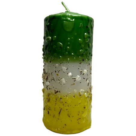 Velón Herboreo Ruda, Sal y Azufre - Velón Esotérico 14x6cm - Contra las energías negativas