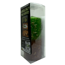 Velón Herboreo Laurel, Sal y Palo Santo - Velón Esotérico 14x6cm - Atraer buenas energías, purificación y protección