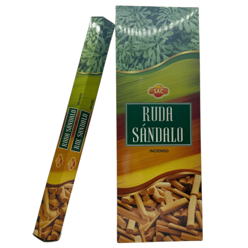 SAC Rue Sandalwood Incense - Box of 6 hexagonal packs of 20 sticks 120 incense sticks-SAC INCENSES-HOSTENATURA