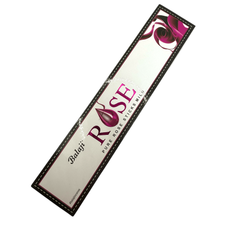 BALAJI Incienso Rosa - Pure Rose Sticks Mild - 1 cajetilla de 15 barritas de incienso masala