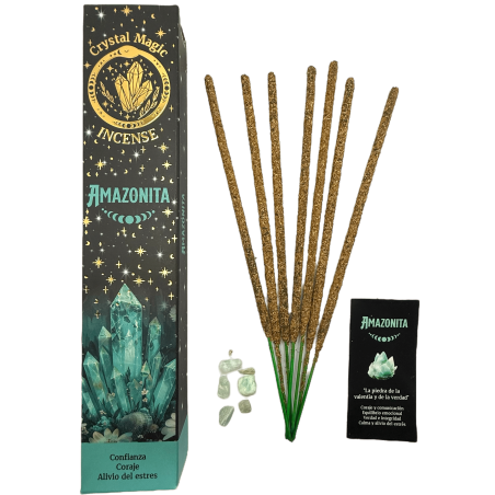 Encens Amazonite Hari Darshan Tribal Soul Crystal Magic - 1 paquet de 15 gr d'encens biologique aux minéraux