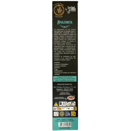Amazonite Incense Hari Darshan Tribal Soul Crystal Magic - 1 pack of 15gr Organic Incense with Minerals
