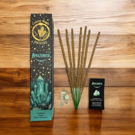 Incenso Amazzonite Hari Darshan Tribal Soul Crystal Magic - 1 confezione da 15 gr di incenso biologico con minerali