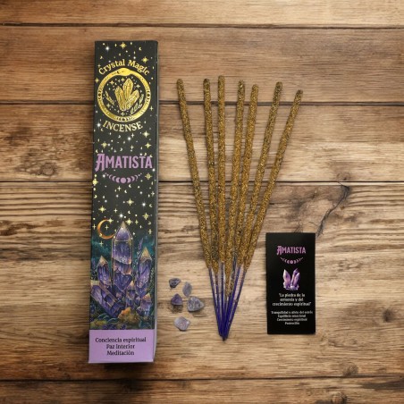 Encens Ametista Hari Darshan Tribal Soul Crystal Magic - 1 paquet de 15gr Encens Orgànic amb Minerals