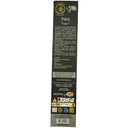 Pyrit Hari Darshan Räucherstäbchen Tribal Soul Crystal Magic – 1 Packung mit 15 g Bio-Räucherstäbchen mit Mineralien