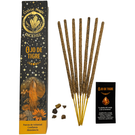 Incienso Ojo de Tigre Hari Darshan Tribal Soul Crystal Magic - 1 cajetilla de 15gr Incienso Orgánico con Minerales