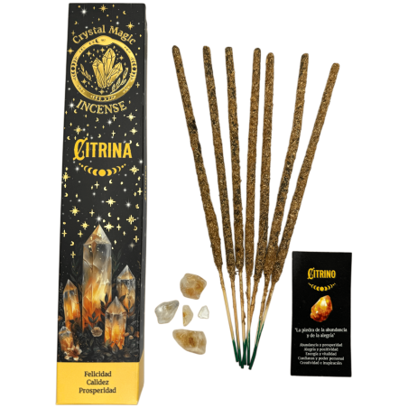 Incienso Citrina Hari Darshan Tribal Soul Crystal Magic - 1 cajetilla de 15gr Incienso Orgánico con Minerales