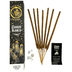 Incienso Cuarzo Blanco Hari Darshan Tribal Soul Crystal Magic - 1 cajetilla de 15gr Incienso Orgánico con Minerales