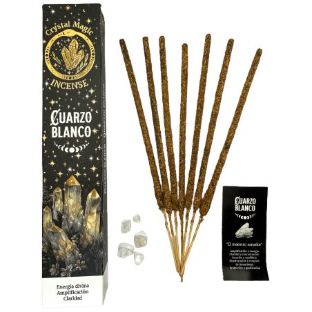Incienso Cuarzo Blanco Hari Darshan Tribal Soul Crystal Magic - 1 cajetilla de 15gr Incienso Orgánico con Minerales